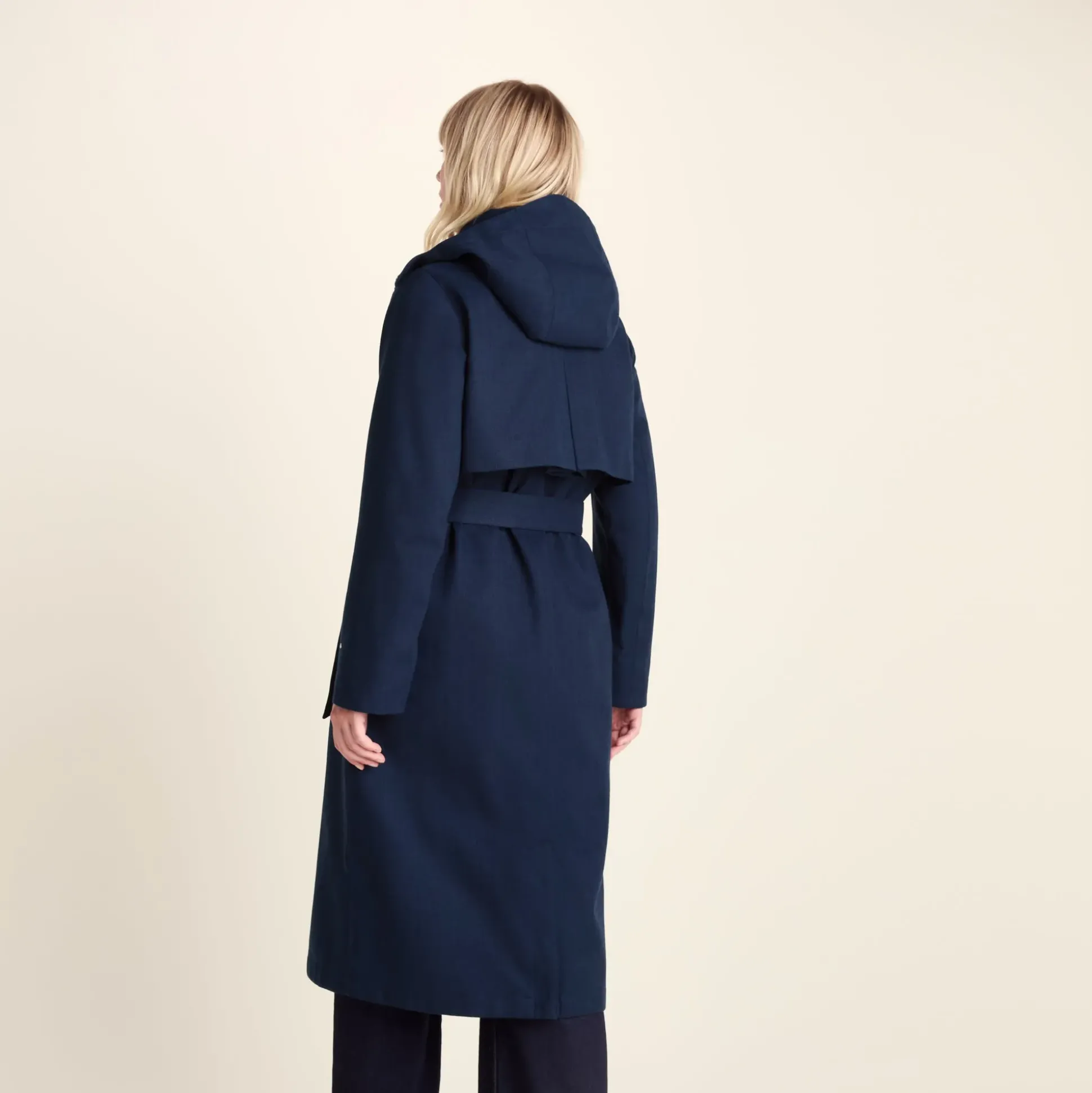 Jemima Womens Waterproof Longline Belted Trench Coat - Navy Melange