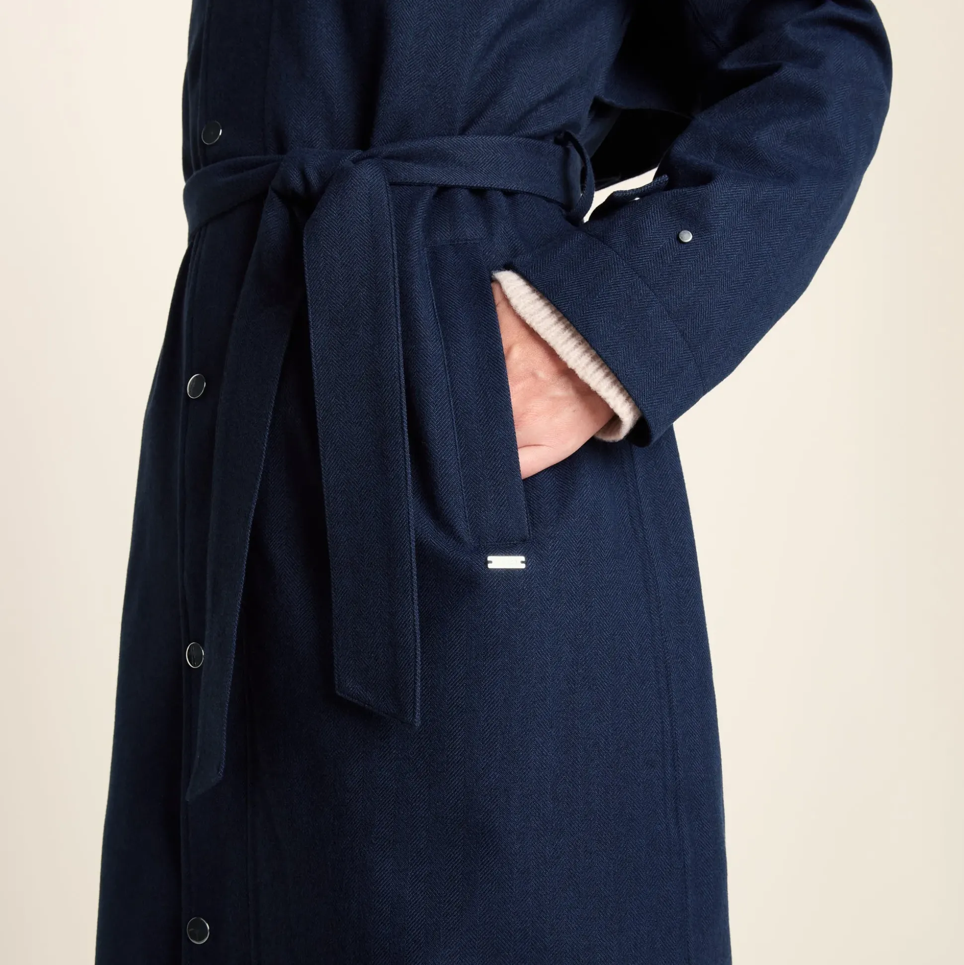 Jemima Womens Waterproof Longline Belted Trench Coat - Navy Melange