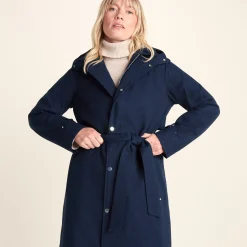 Jemima Womens Waterproof Longline Belted Trench Coat - Navy Melange