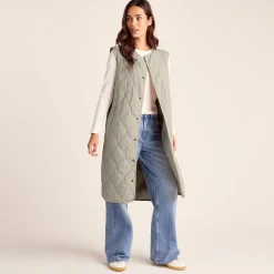 Jena Womens Relaxed Fit Long Insulated Gilet - Cool Beige
