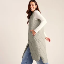 Jena Womens Relaxed Fit Long Insulated Gilet - Cool Beige