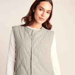 Jena Womens Relaxed Fit Long Insulated Gilet - Cool Beige