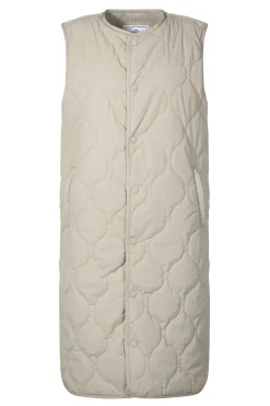 Jena Womens Relaxed Fit Long Insulated Gilet - Cool Beige