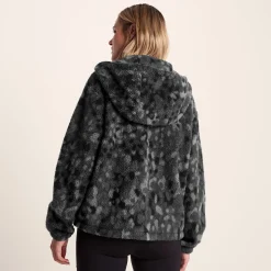 Joanna Womens Relaxed Fit Sherpa Fleece - Black Pebble Print