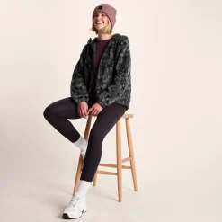 Joanna Womens Relaxed Fit Sherpa Fleece - Black Pebble Print
