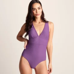 Katerina Womens One Piece Mesh Lined Swimsuit - Orchid