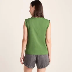 Katie Womens 100% Cotton Supersoft Vest - Dark Matcha