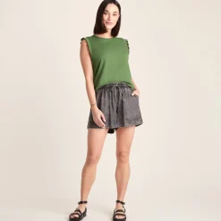Katie Womens 100% Cotton Supersoft Vest - Dark Matcha