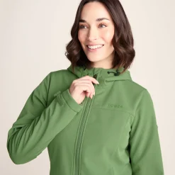 Keld Womens Long Shower Resistant Hooded Softshell Jacket - Dark Matcha