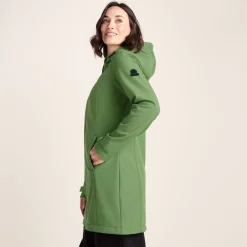 Keld Womens Long Shower Resistant Hooded Softshell Jacket - Dark Matcha