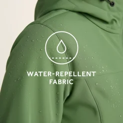 Keld Womens Long Shower Resistant Hooded Softshell Jacket - Dark Matcha