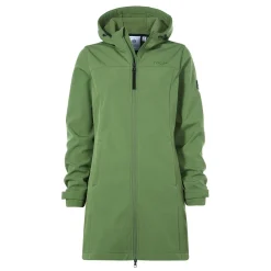 Keld Womens Long Shower Resistant Hooded Softshell Jacket - Dark Matcha