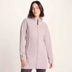 Keld Womens Long Shower Resistant Hooded Softshell Jacket - Dusky Pink