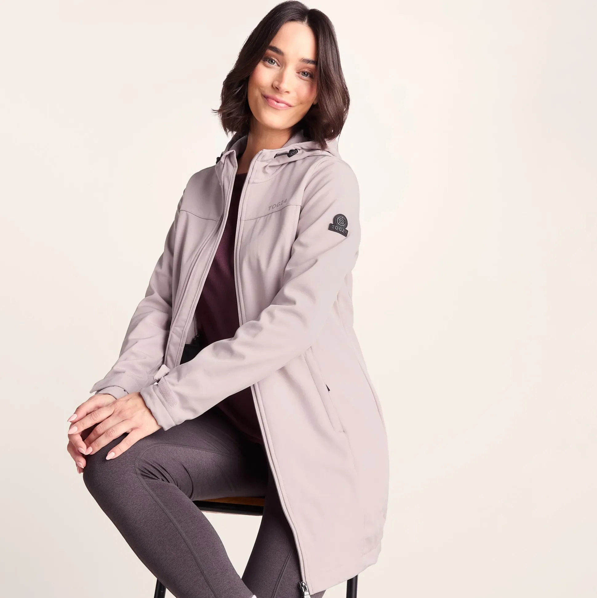 Keld Womens Long Shower Resistant Hooded Softshell Jacket - Dusky Pink