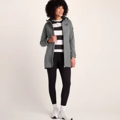 Keld Womens Long Shower Resistant Hooded Softshell Jacket - Dark Grey