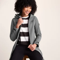 Keld Womens Long Shower Resistant Hooded Softshell Jacket - Dark Grey