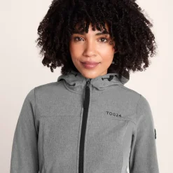 Keld Womens Long Shower Resistant Hooded Softshell Jacket - Dark Grey