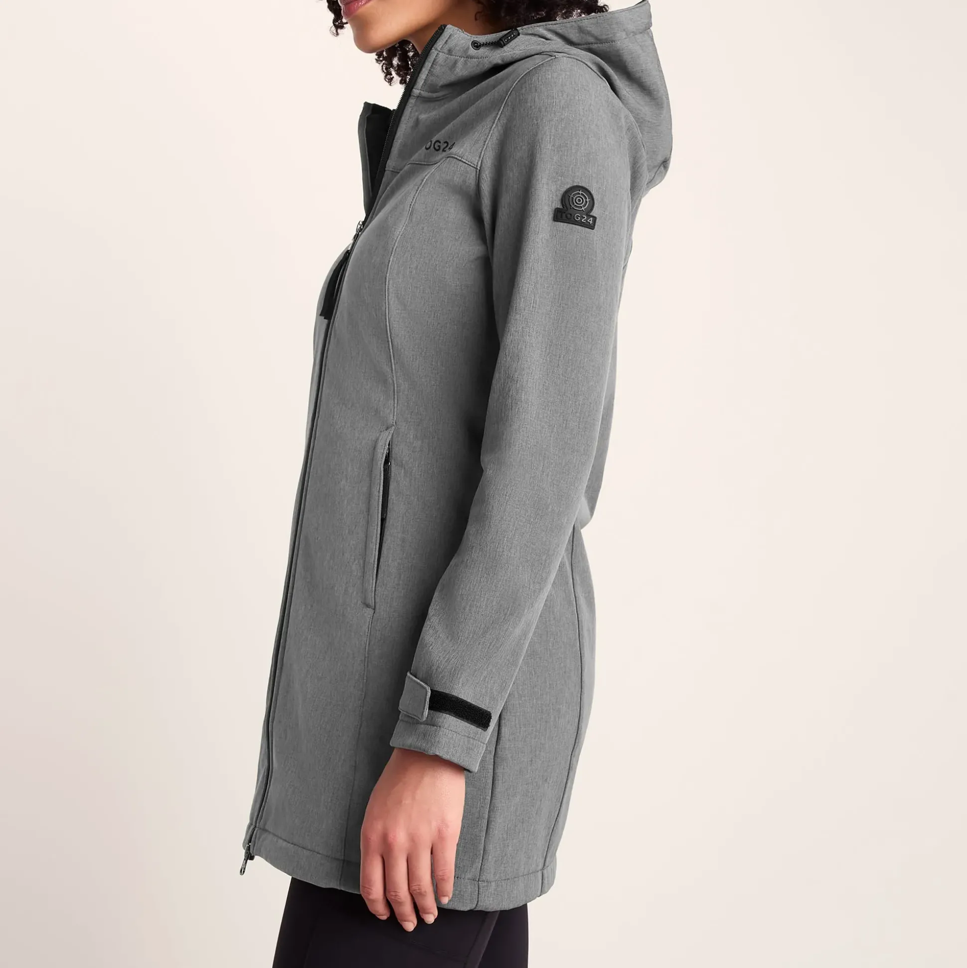 Keld Womens Long Shower Resistant Hooded Softshell Jacket - Dark Grey