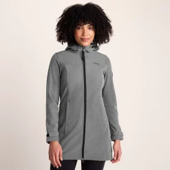 Keld Womens Long Shower Resistant Hooded Softshell Jacket - Dark Grey