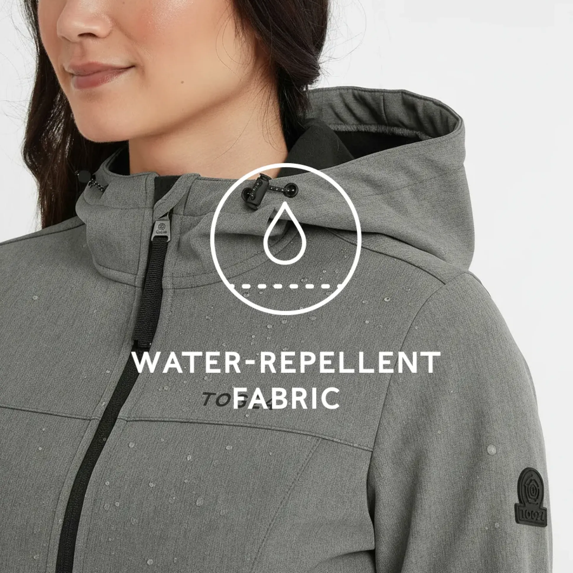 Keld Womens Long Shower Resistant Hooded Softshell Jacket - Dark Grey