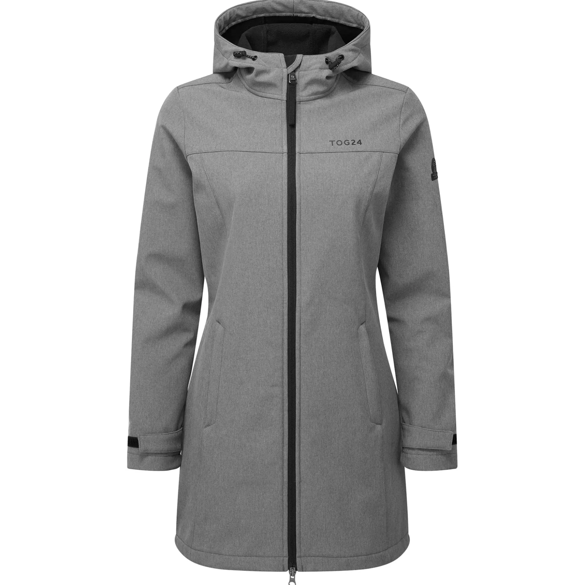 Keld Womens Long Shower Resistant Hooded Softshell Jacket - Dark Grey