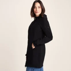 Keld Womens Long Shower Resistant Hooded Softshell Jacket - Black