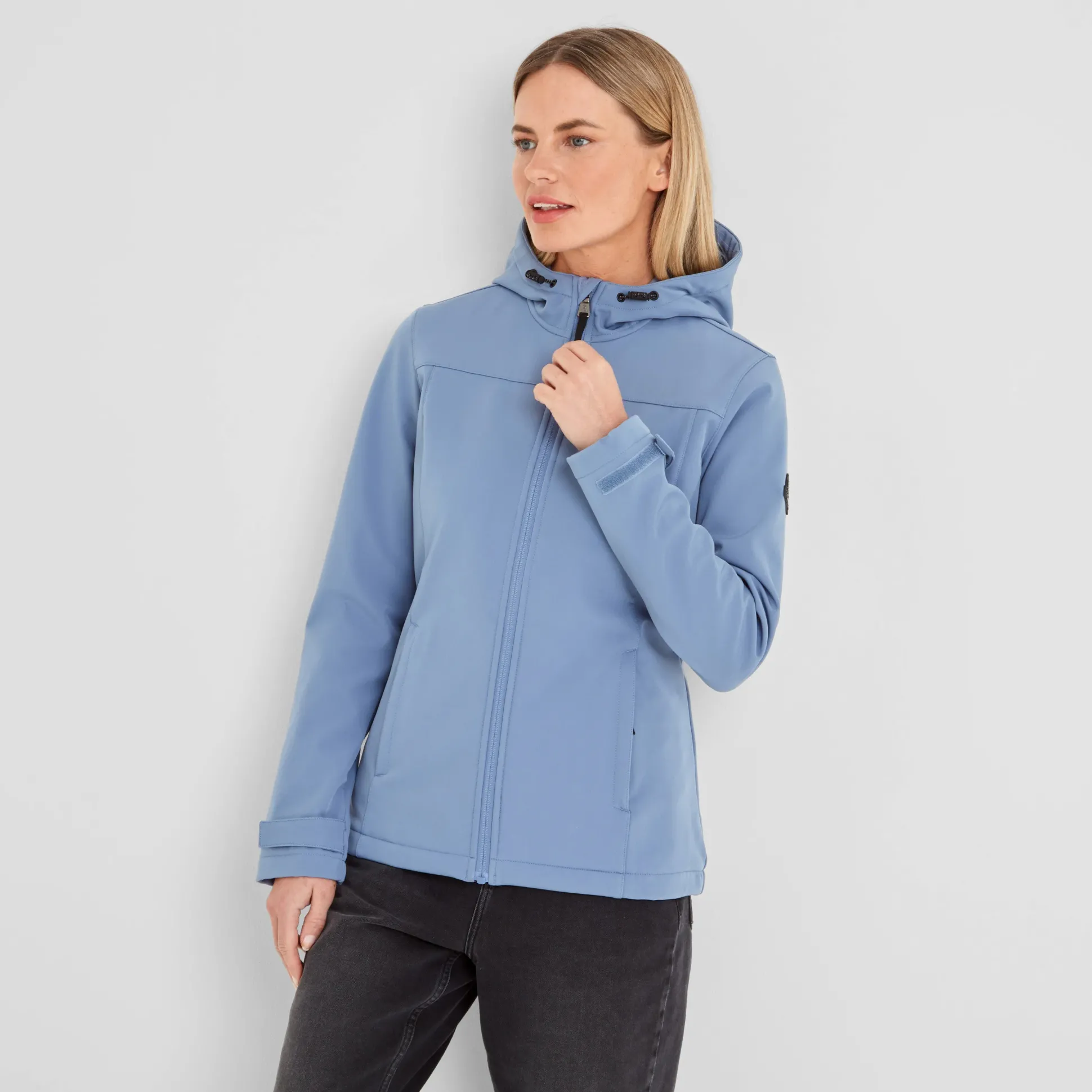 Keld Womens Shower Resistant Hooded Softshell Jacket - Misty Blue