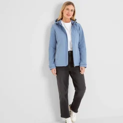 Keld Womens Shower Resistant Hooded Softshell Jacket - Misty Blue