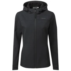 Keld Womens Shower Resistant Hooded Softshell Jacket - Black