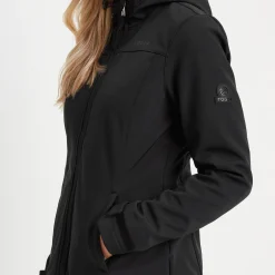Keld Womens Shower Resistant Hooded Softshell Jacket - Black