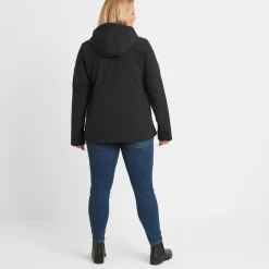 Keld Womens Shower Resistant Hooded Softshell Jacket - Black