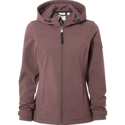 Keld Womens Shower Resistant Hooded Softshell Jacket - Dark Mauve