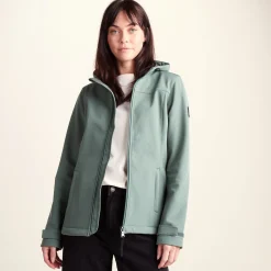 Keld Womens Shower Resistant Hooded Softshell Jacket - Light Forest