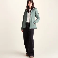 Keld Womens Shower Resistant Hooded Softshell Jacket - Light Forest
