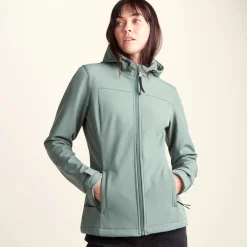Keld Womens Shower Resistant Hooded Softshell Jacket - Light Forest