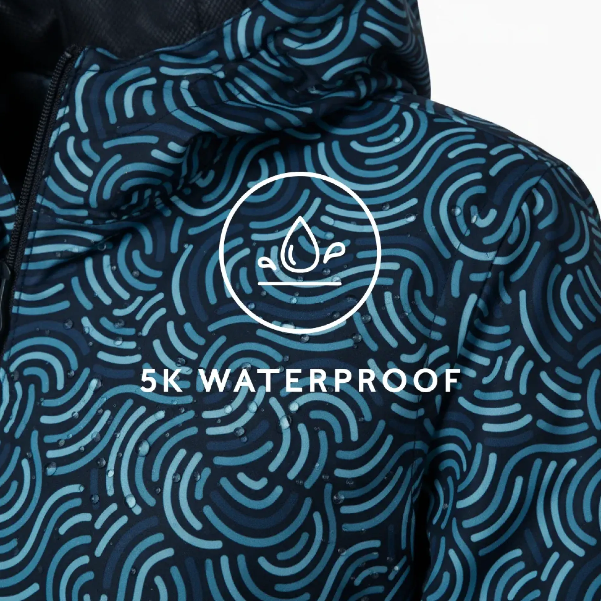 Kilnsey Womens Waterproof Jacket - Smokey Blue Wave Print