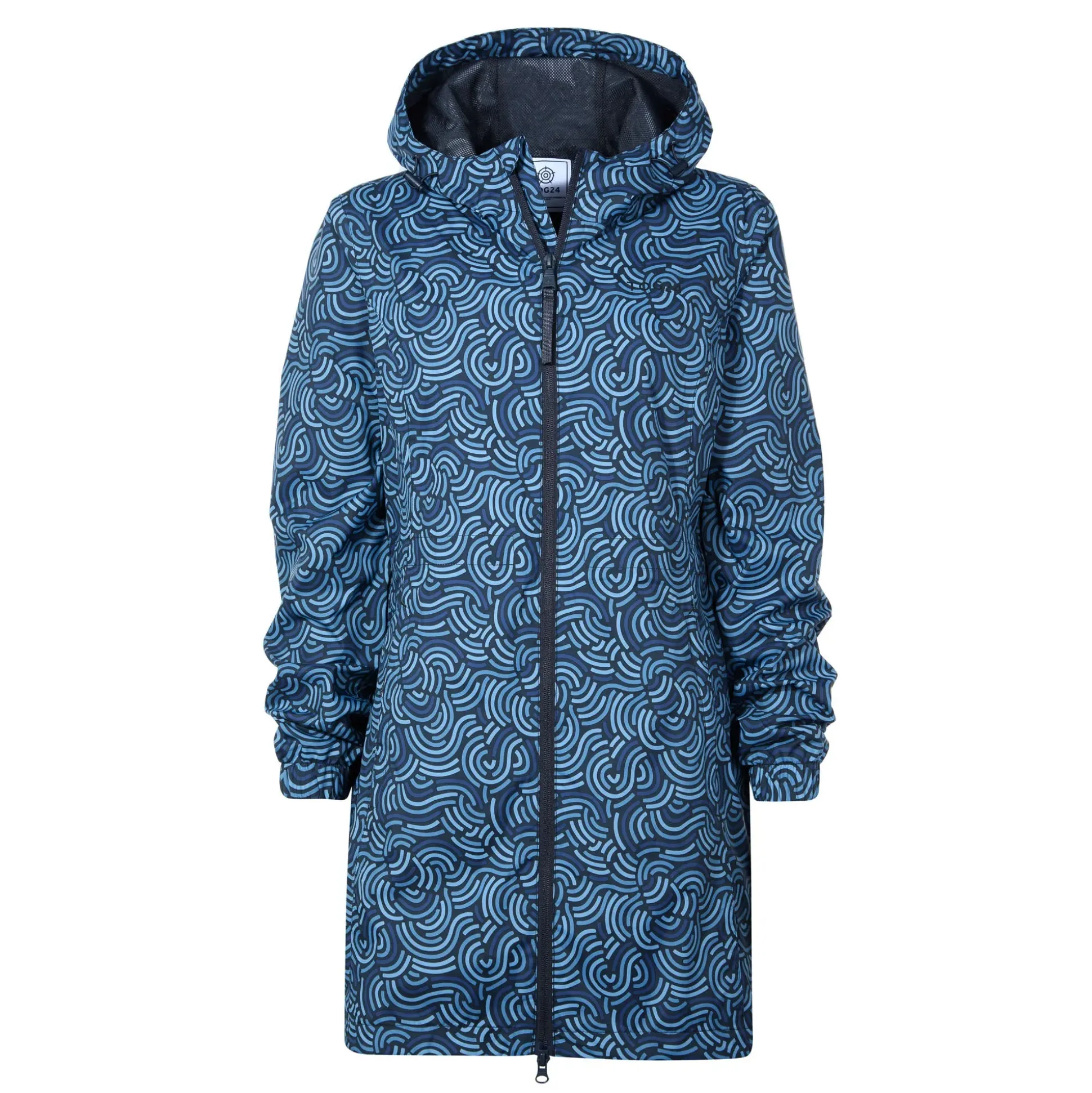 Kilnsey Womens Waterproof Jacket - Smokey Blue Wave Print