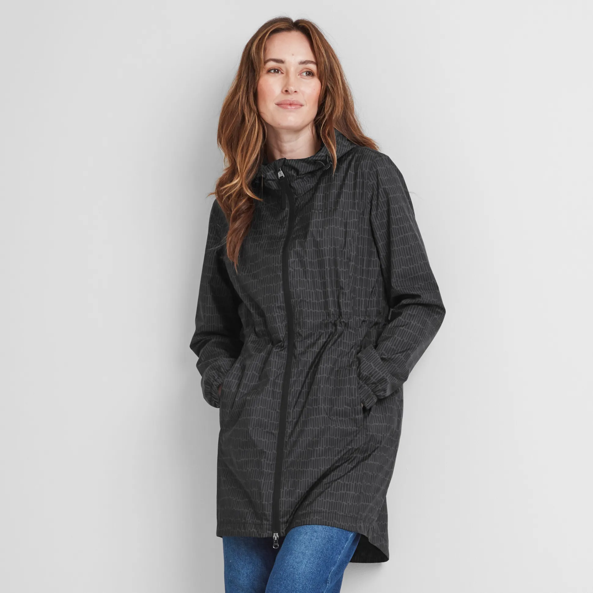 Kilnsey Womens Waterproof Jacket - Washed Black Dash Print