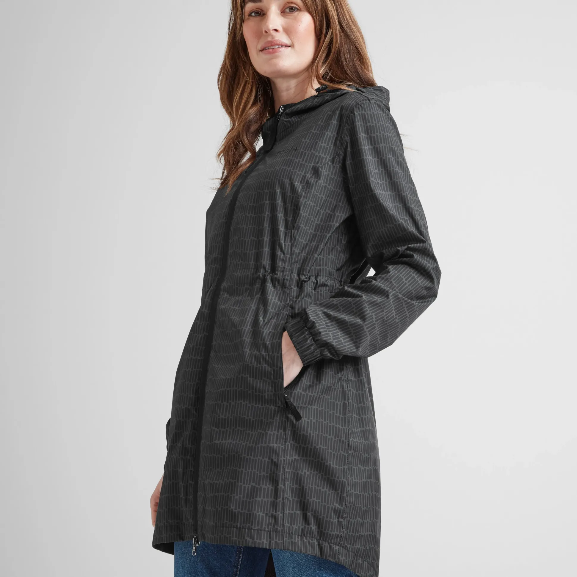 Kilnsey Womens Waterproof Jacket - Washed Black Dash Print