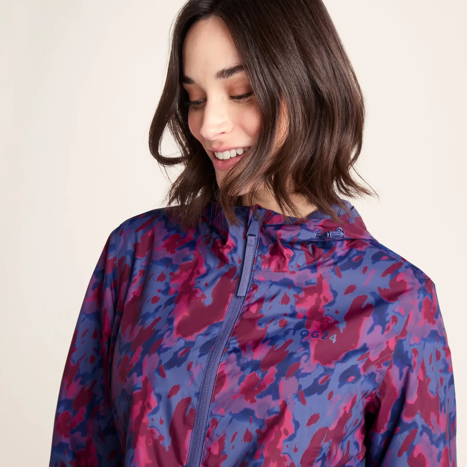 Kilnsey Womens Waterproof Jacket - Oxford Blue Abstract Print