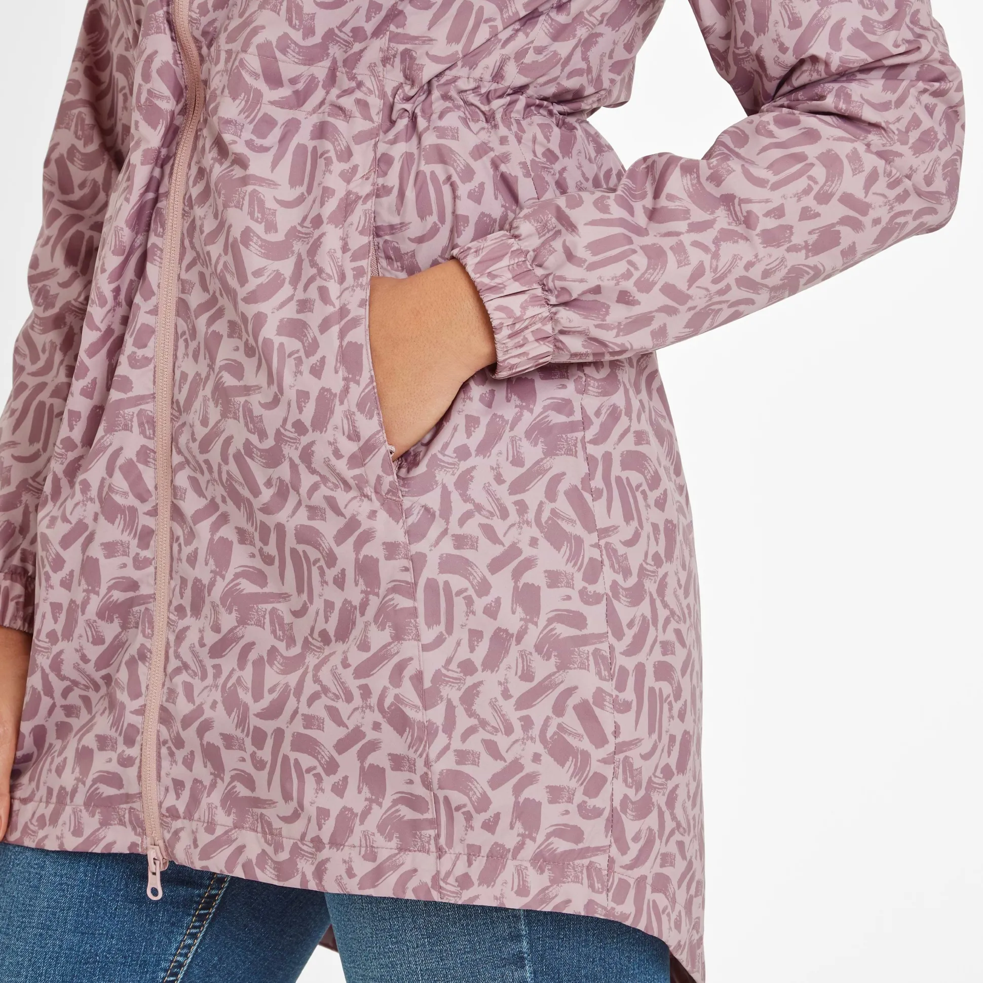 Kilnsey Womens Waterproof Jacket - Dusky Rose Brushstroke Print