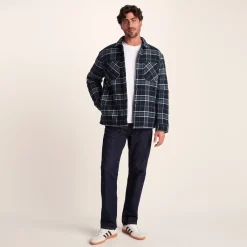 Kinsey Mens Quilted Flannel Shacket - Dark Indigo Check