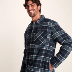 Kinsey Mens Quilted Flannel Shacket - Dark Indigo Check