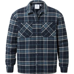 Kinsey Mens Quilted Flannel Shacket - Dark Indigo Check