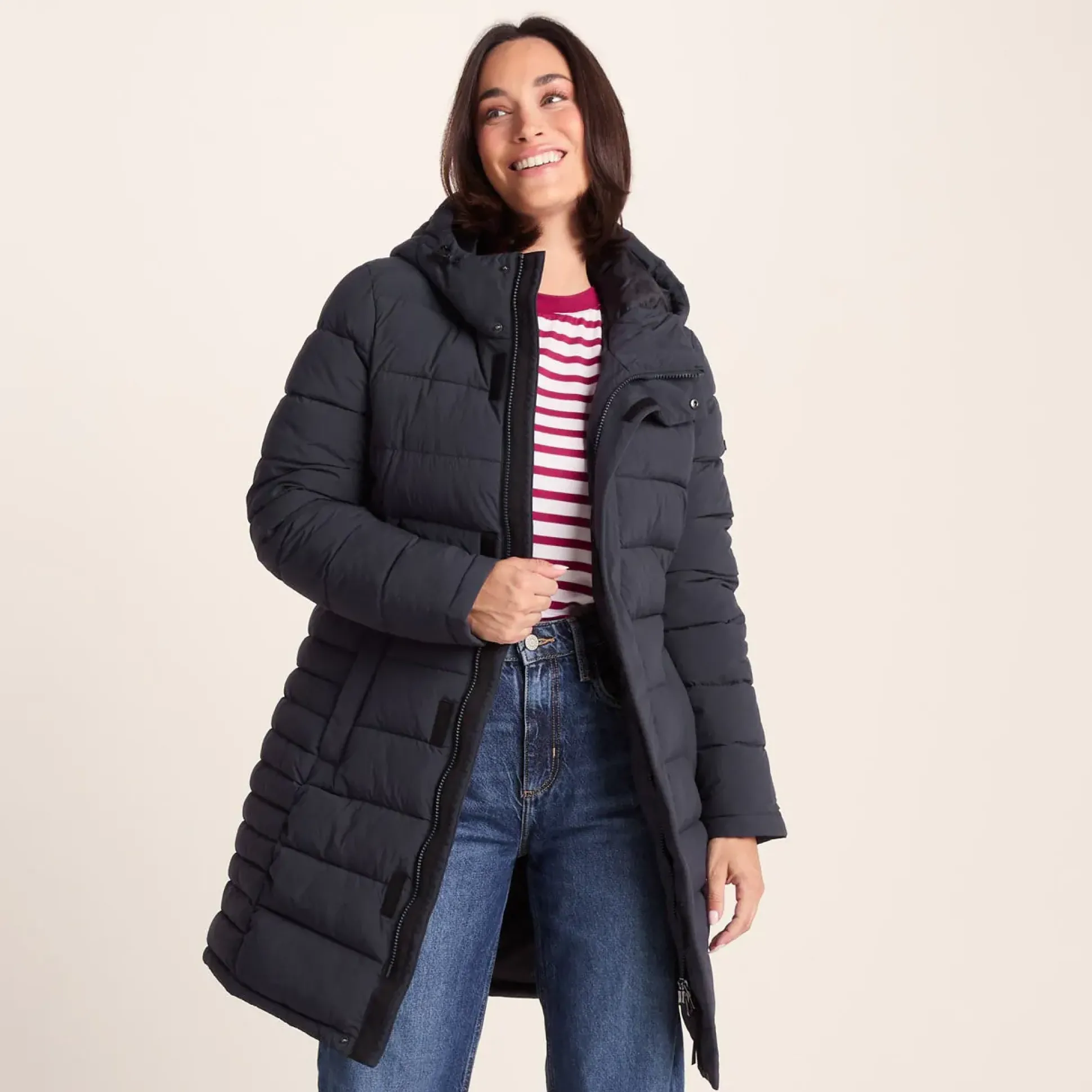 Kirkham Womens Long Shower Resistant Insulated Jacket - Dark Indigo