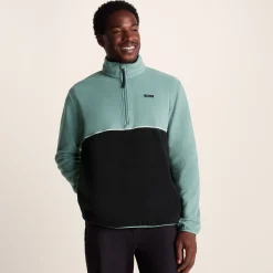 Kirton Mens Relaxed Fit Microfleece Zip Neck - Steel Teal/Black