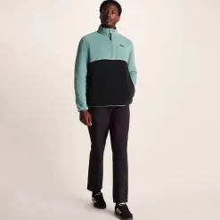 Kirton Mens Relaxed Fit Microfleece Zip Neck - Steel Teal/Black