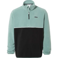 Kirton Mens Relaxed Fit Microfleece Zip Neck - Steel Teal/Black
