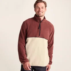 Kirton Mens Relaxed Fit Microfleece Zip Neck - Port/Hazelnut
