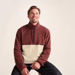 Kirton Mens Relaxed Fit Microfleece Zip Neck - Port/Hazelnut
